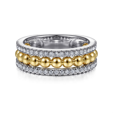 Two Tone Diamond Wide Band Ring, 0.38 Carat TW
